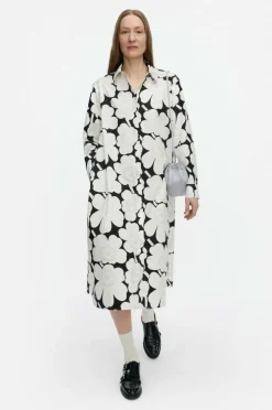 Marimekko Kjoler>Runoelma Unikko hvid, sort, lysegrå