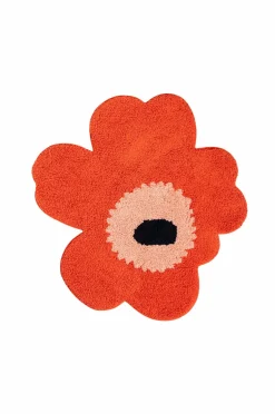 Marimekko Badeværelsesmåtter>Unikko Bath Mat 73X74Cm orangerød, pulver, trækul