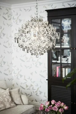 Markslöjd Krystallysekrone HIDDEN GEM 6L Krom/klar/røgfarvet Sale