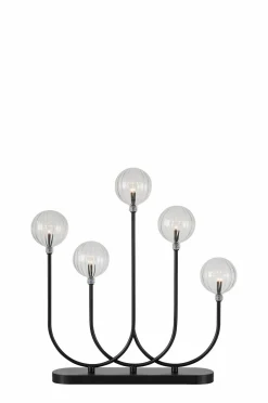 Markslöjd Lysestage Enya 5L Sort/klar Outlet