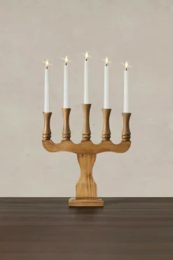 Markslöjd Lysestage Rydboholm 5L Batteridrevet Bejdset brun Online