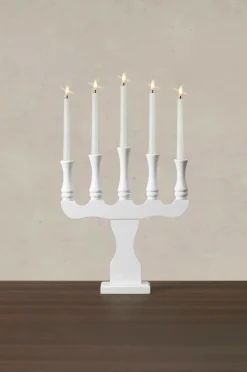 Markslöjd Julebelysning>Lysestage Rydboholm 5L Batteridrevet Hvid