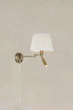 Markslöjd Væglamper>Væglampe Pivot Offwhite/Antique Brass