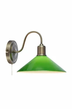 Markslöjd Væglamper>Væglampe Vela 1L Antik messing/grøn
