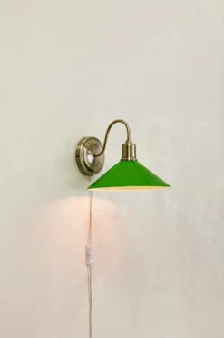Markslöjd Væglamper>Væglampe Vela 1L Antik messing/grøn