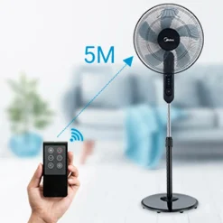 Midea Gulvvifte 3 hastigheder og fjernbetjening, sort No color Clearance