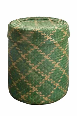 Mimou Badeværelsestilbehør|Kurve>Bliss Check Kurv med låg L Grøn