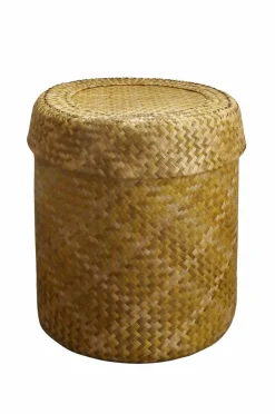 Mimou Badeværelsestilbehør|Kurve>Bliss Check Kurv med låg L Gul