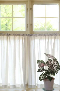 Mimou Gardinlængder Med Løbegang>Cafégardin Grace dobbelt bredde Natural beige