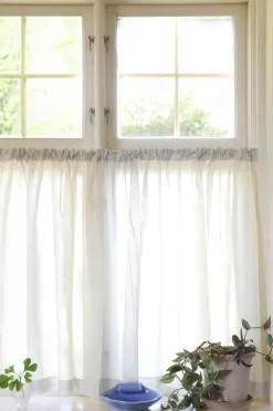 Mimou Gardinlængder Med Løbegang>Cafégardin Grace dobbelt bredde Natur