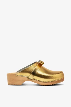 Mimou Sko>Træsko med sløjfe Guld