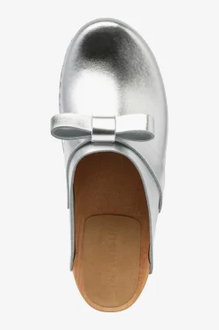 Mimou Træsko med sløjfe Sølv Sale