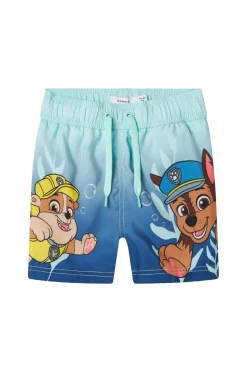 Name it Badebukser nmmMabbe Paw Long Swimshorts Blue tint Online