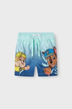 Name it Badebukser nmmMabbe Paw Long Swimshorts Blue tint Online
