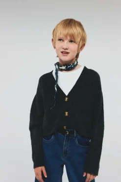 Name it Cardigan nkfHolly Boxy Short Knit Card Dark grey melange Discount