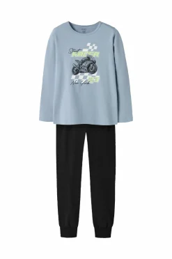 Name it Nattøj & Homewear>Pyjamassæt nkmNightset Dusty Racer Dusty blue