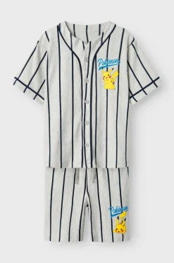 Name it Skjorte + shorts nkmMaska Pokemon Nreg Shortsset Sky Light grey melange Clearance