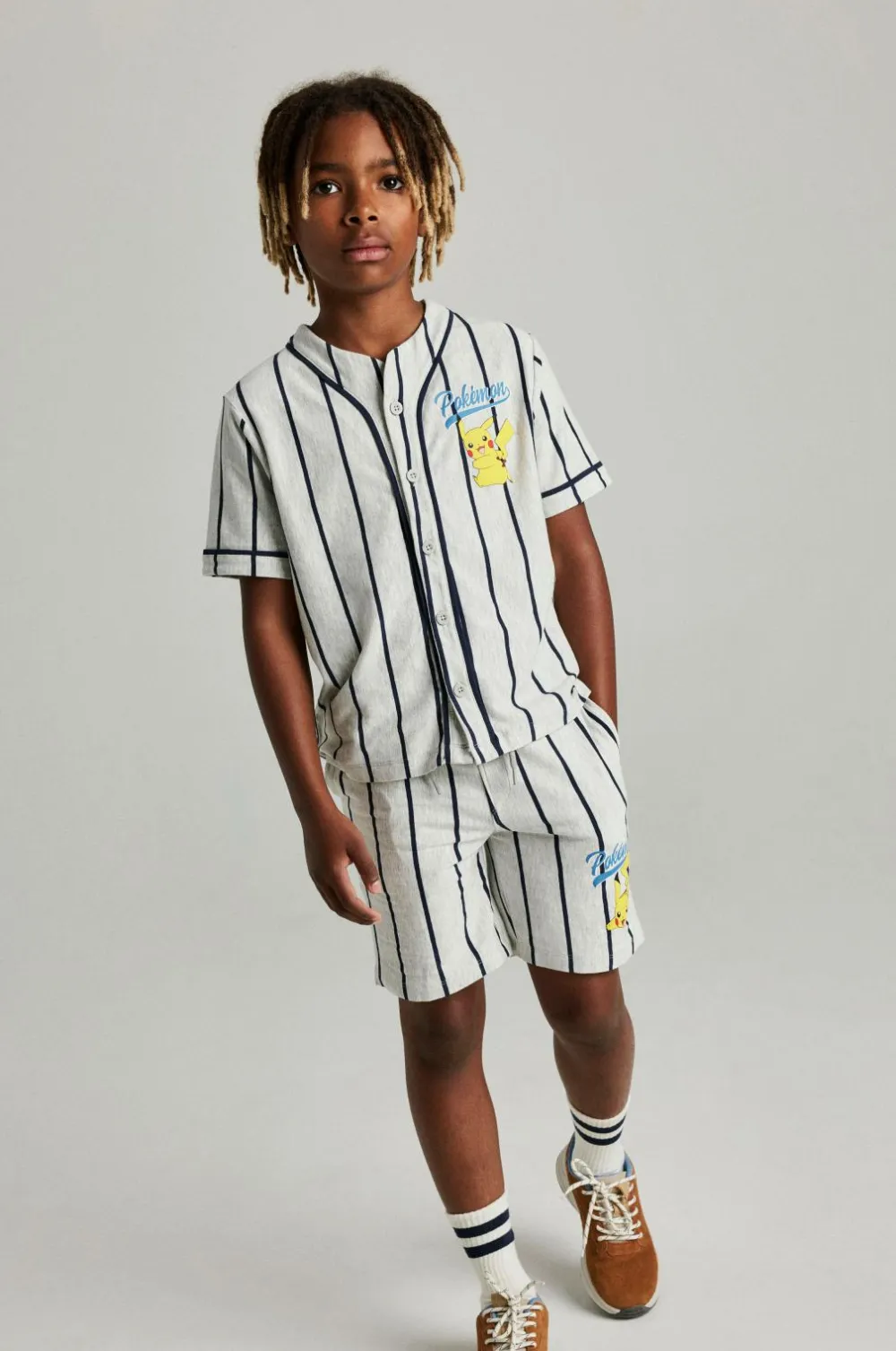 Name it Skjorte + shorts nkmMaska Pokemon Nreg Shortsset Sky Light grey melange Clearance