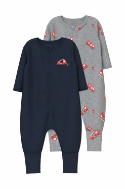 Name it baby Pyjamasoverall nbmNightsuit Zip FF Firetruck NO 2-pak Grey melange New