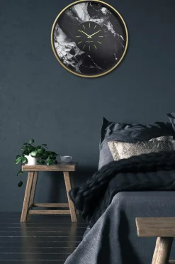 NeXtime Vægur Marble Duo 48 cm Guld/Sort