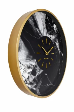 NeXtime Vægur Marble Duo 48 cm Guld/Sort
