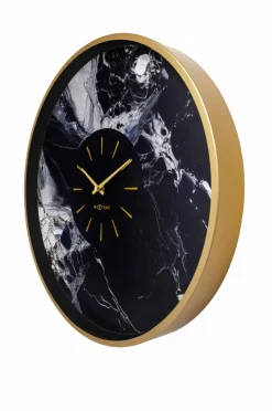 NeXtime Vægur Marble Duo 48 cm Guld/Sort