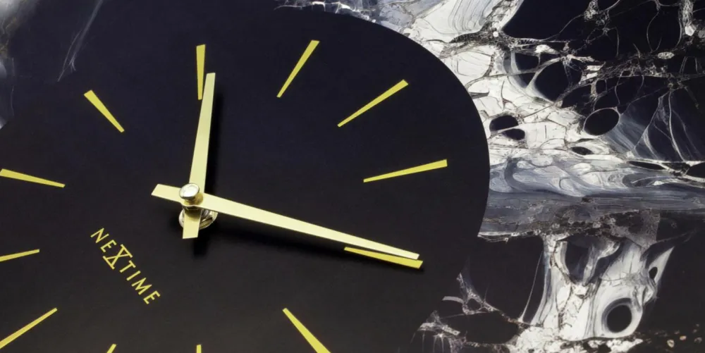 NeXtime Vægur Marble Duo 48 cm Guld/Sort