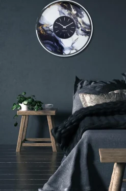 NeXtime Vægure>Vægur Marble Duo 48 cm Sølv/Sort