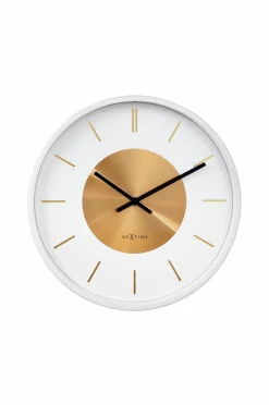 NeXtime Vægur Retro Ii Stripes 25 cm Hvid/Guld