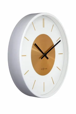 NeXtime Vægur Retro Ii Stripes 25 cm Hvid/Guld