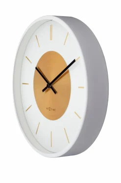 NeXtime Vægur Retro Ii Stripes 25 cm Hvid/Guld