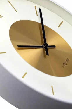 NeXtime Vægur Retro Ii Stripes 25 cm Hvid/Guld