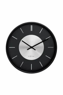 NeXtime Vægure>Vægur Retro Ii Stripes 25 cm Sort/sølv