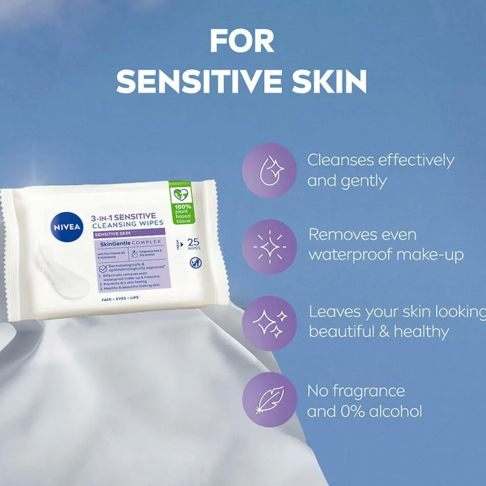 Nivea Ansigtsservietter Sensitive Cleansing Wipes 25 stk No color Discount