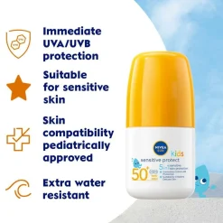 Nivea Kids Sensitive Sun Roll On Spf 50+ 50Ml No Color Hot