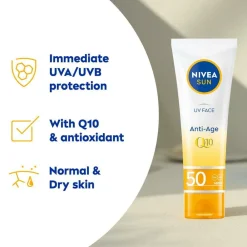 Nivea Kropspleje|Kropspleje>UV Face Anti Age Q10 Cream Spf 50 50Ml No Color