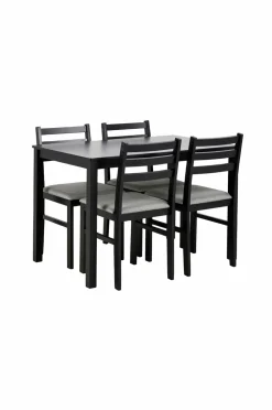 NORDFORM Alicante rektangulært spisebordssæt med bord og 4 stole, 110x70x74,5 cm mat sort 41174 Online