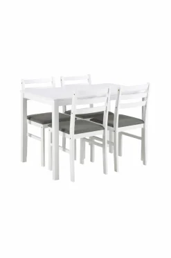 NORDFORM Alicante rektangulært spisebordssæt med bord og 4 stole, 110x70x74,5 cm hvid 40991-20 Sale