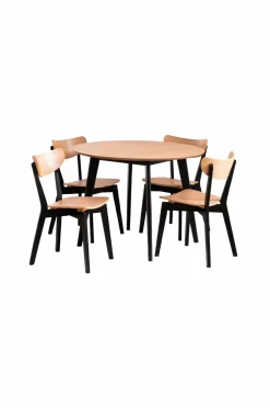 NORDFORM Roxby spisebordssæt med bord og 4 stole, 105x105x76 cm eg 40885 / sort Best