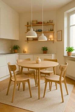 NORDFORM Roxby spisebordssæt Ø 105 cm naturlig Hot