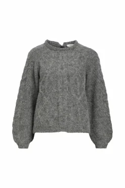 Object Trøje objSmilla Knit RE L/S Pullover Medium grey melange Sale
