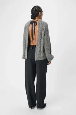 Object Trøje objSmilla Knit RE L/S Pullover Medium grey melange Sale