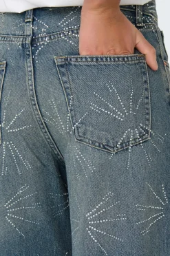 Only Jeans onlHope EX HW Wide Rhinst Dnm Tai D Medium blue denim Online