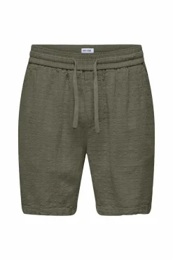 ONLY & SONS Shorts>Shorts onsTel Linen Latham 0257 Shorts Dusty olive
