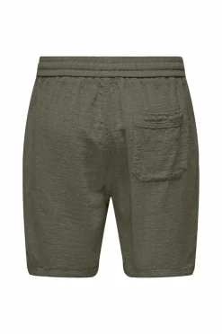 ONLY & SONS Shorts>Shorts onsTel Linen Latham 0257 Shorts Dusty olive