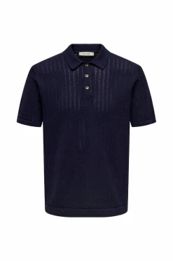 ONLY & SONS Trøje onsMoon Reg 12 SS Polo Knit Evening blue Online