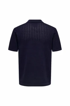 ONLY & SONS Trøje onsMoon Reg 12 SS Polo Knit Evening blue Online