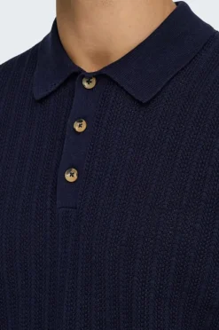 ONLY & SONS Trøje onsMoon Reg 12 SS Polo Knit Evening blue Online