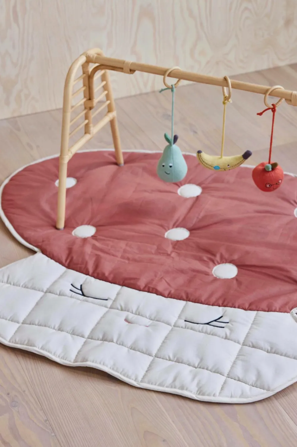 OYOY Living Design Quiltet tæppe Mushroom Rød,Offwhite Discount