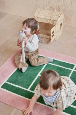 OYOY Living Design Børnegulvtæpper>Tæppe Tennis Grøn,Rose